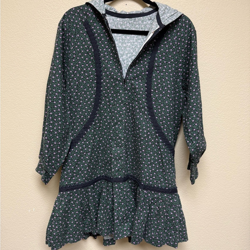 COTTAGE CORE Hooded Floral Prairie Patterned 3/4 Sleeve Handmade Dress-Size Med